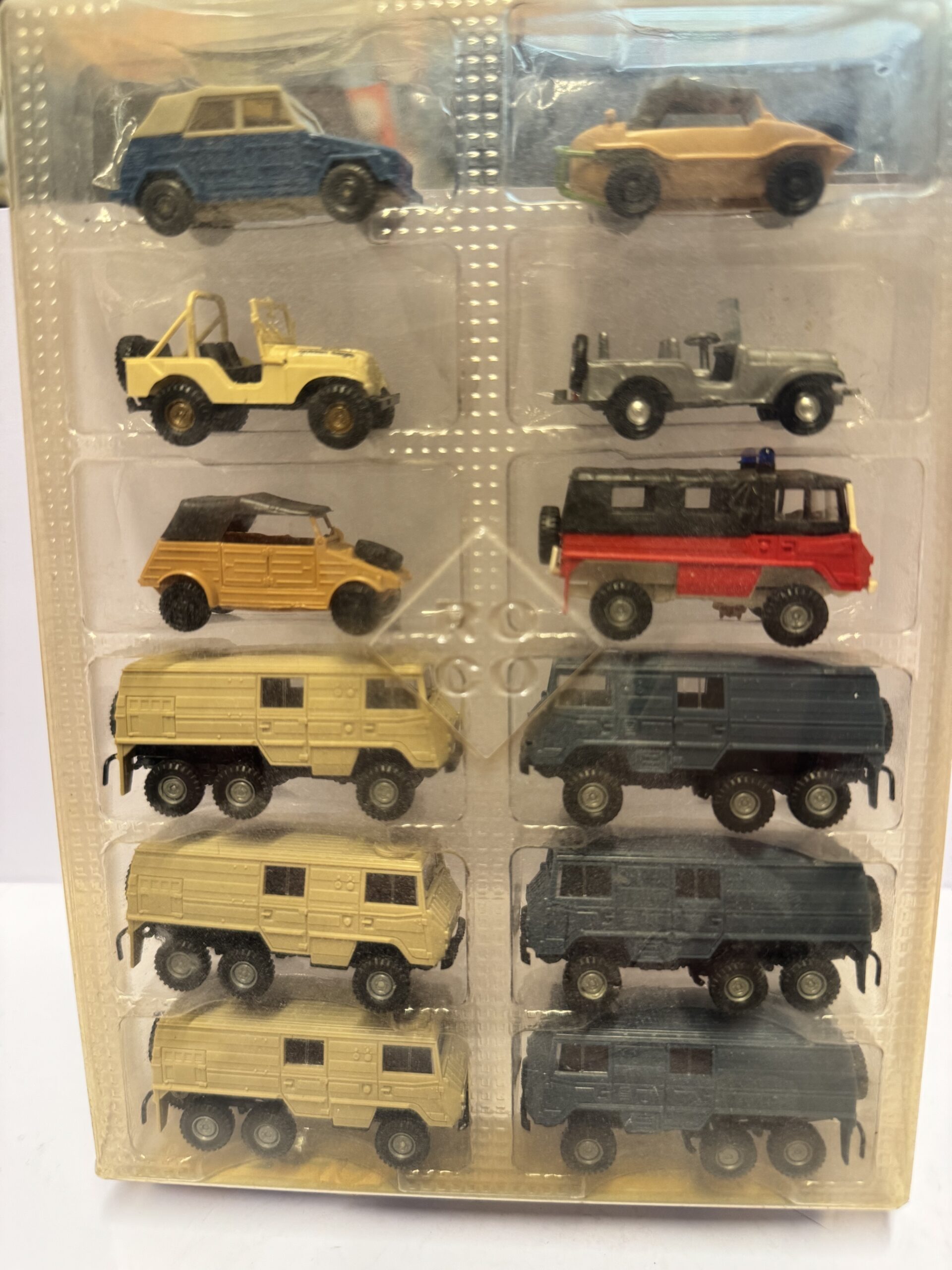 PINZGAUER 6X6 KASTENWAGEN HO `706 ROCO MINIATUR MODELL (Jeep, VW, Pinsgauers) IN TOTAL 12 CARS IN BOX - Afbeelding 2