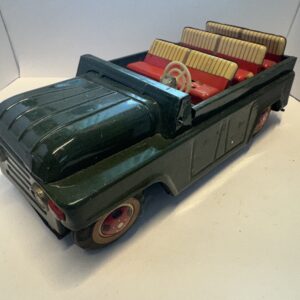 OPEN CAR MILITARY FRICTION TIN ARMY JEEP RED